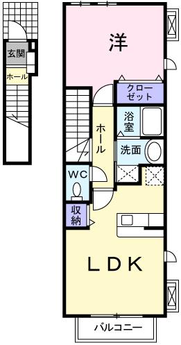 岡山市北区大供本町のアパートの間取り