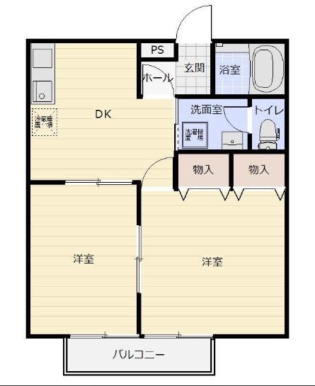 つくばみらい市紫峰ヶ丘のアパートの間取り