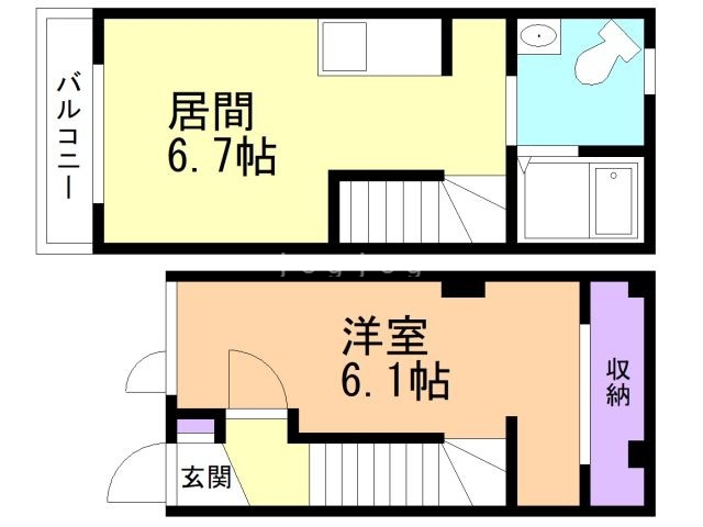 札幌市東区中沼西五条のアパートの間取り