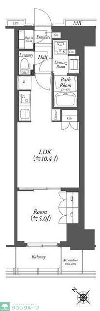 横浜市中区伊勢佐木町のマンションの間取り