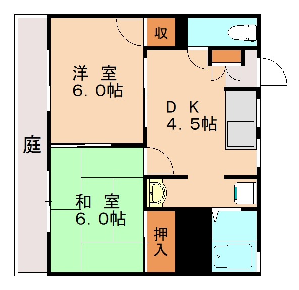 福岡市博多区光丘町のアパートの間取り