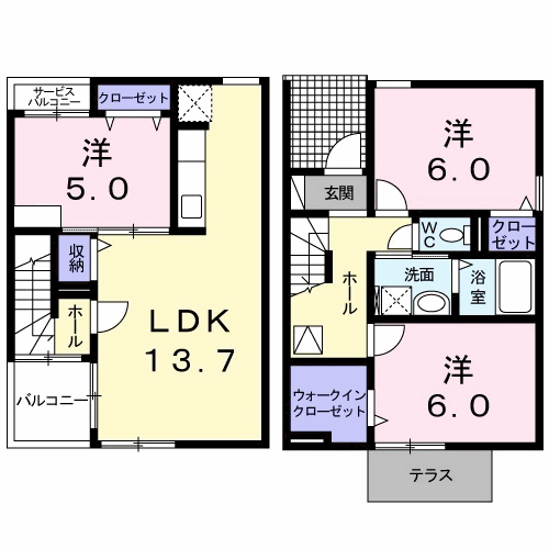 サンシャインコテージII　Cの間取り