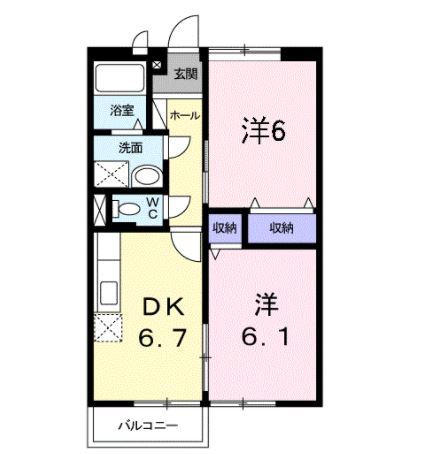 岡山市北区御津野々口のアパートの間取り