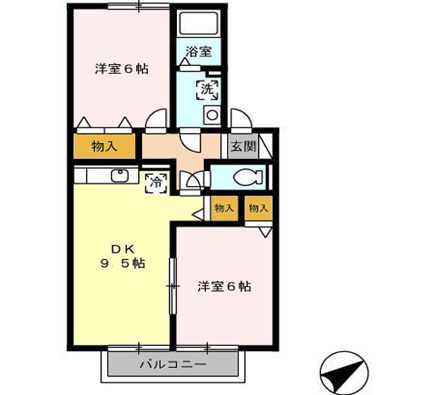 徳島市東吉野町のアパートの間取り