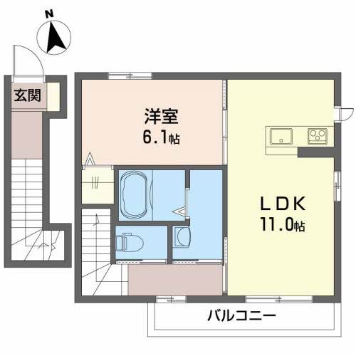 ＪＲ東北本線 太子堂駅 徒歩7分 2階建 築17年の間取り写真