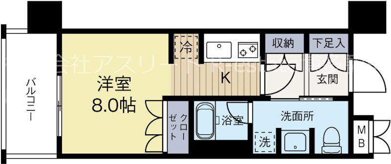 地下鉄箱崎線 呉服町駅 徒歩2分 15階建 築20年の間取り写真