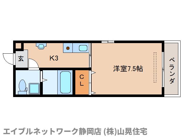 静岡市葵区研屋町のマンションの間取り