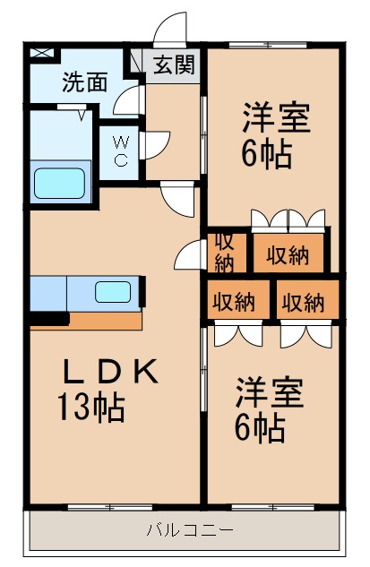 和歌山市西庄のアパートの間取り