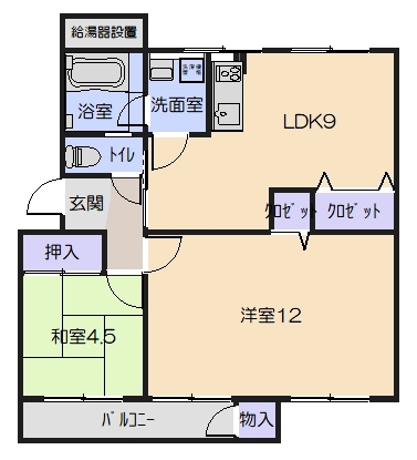 宝塚市鹿塩のマンションの間取り