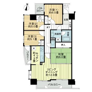 ファミール五橋東二番丁グランデージの間取り