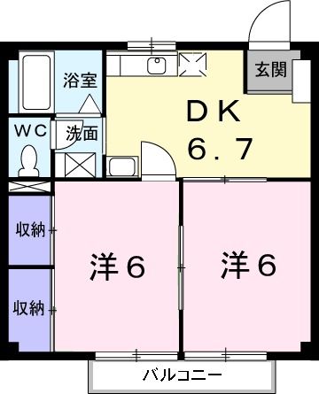 石岡市東田中のアパートの間取り