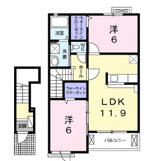 高松市川部町のアパートの間取り