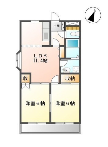 【知多郡阿久比町大字卯坂のアパートの間取り】