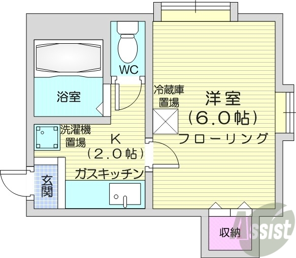 札幌市中央区南十六条西のマンションの間取り