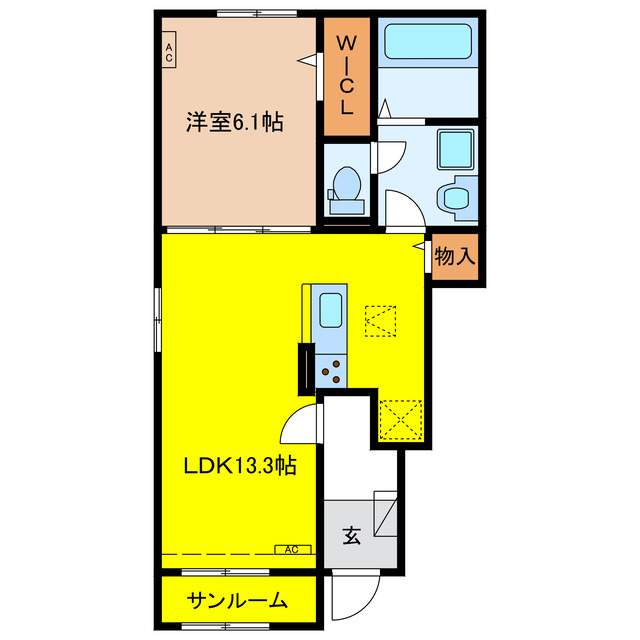 大垣市昼飯町のアパートの間取り