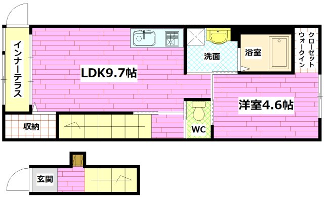 【広島市安芸区中野東のアパートの間取り】