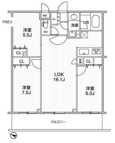 墨田区東向島のマンションの間取り