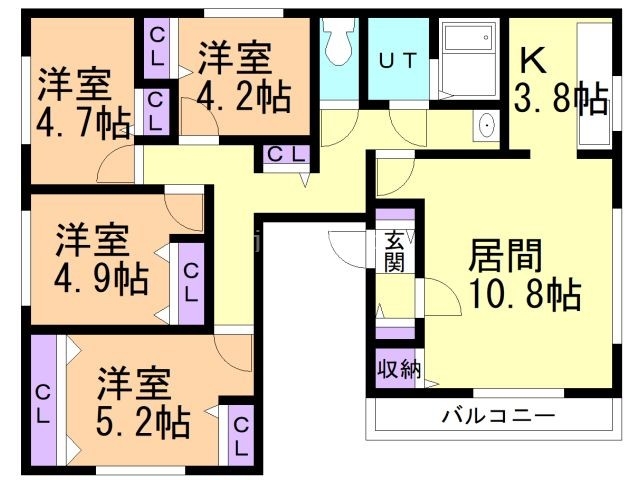 札幌市中央区北六条西のマンションの間取り