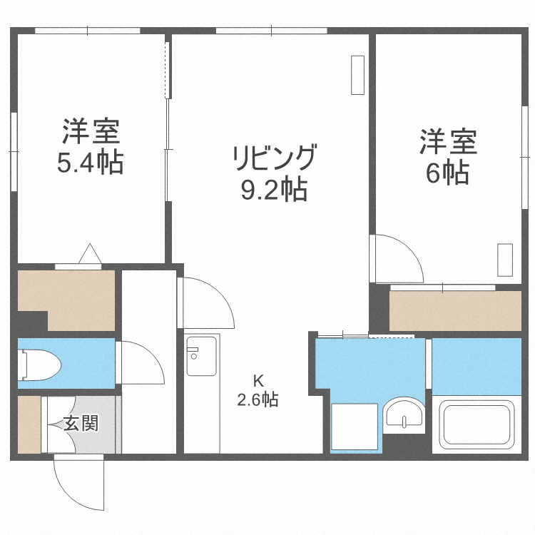 札幌市中央区北三条東のマンションの間取り