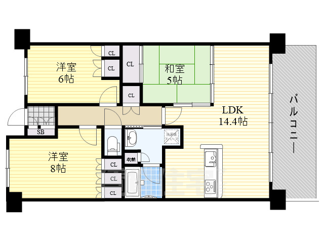 茨木市豊原町のマンションの間取り