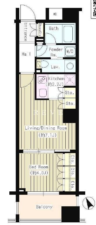 中央区日本橋堀留町のマンションの間取り