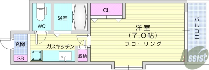 仙台市若林区上飯田のマンションの間取り