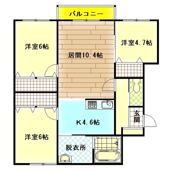 旭川市東光十四条のアパートの間取り