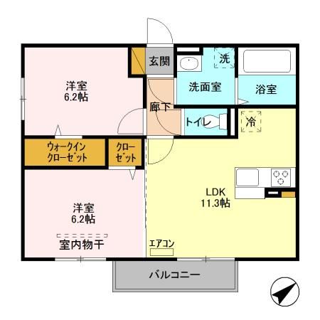 千葉市緑区古市場町のアパートの間取り