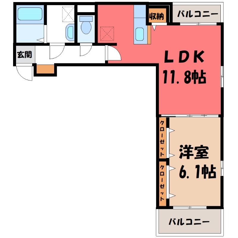 【伊勢崎市太田町のアパートの間取り】