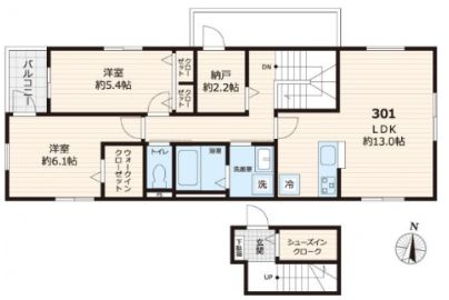 台東区谷中のアパートの間取り