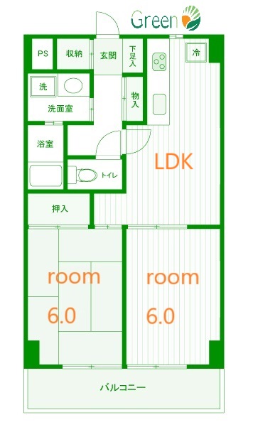 平塚市浅間町のマンションの間取り