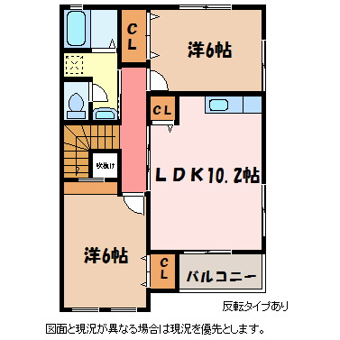 安曇野市三郷温のアパートの間取り