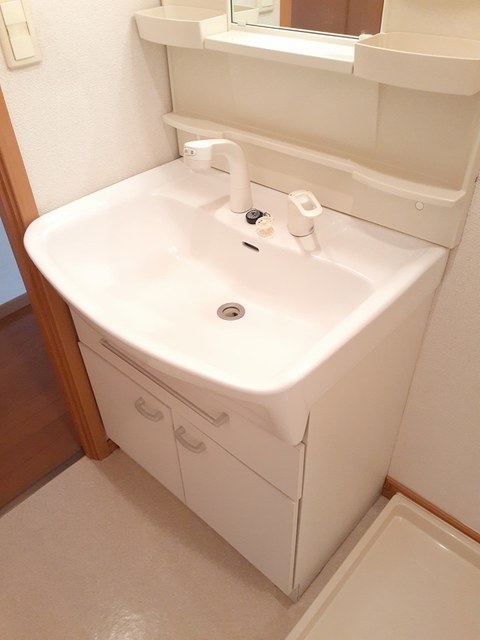 洗面設備　大きな洗面ボウルで朝の身支度もはかどります。