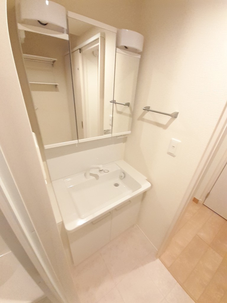 洗面設備　人気のシャンプードレッサー　鏡裏収納有