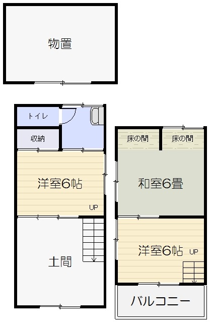 ＪＲ山陽本線 新倉敷駅 徒歩45分 2階建 築71年の間取り写真
