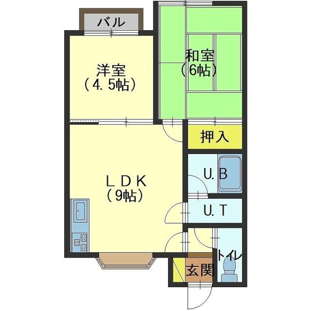 函館市山の手のアパートの間取り