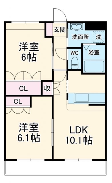 各務原市鵜沼三ツ池町のアパートの間取り