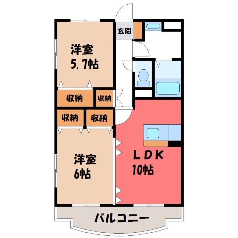 塩谷郡高根沢町大字宝積寺のマンションの間取り