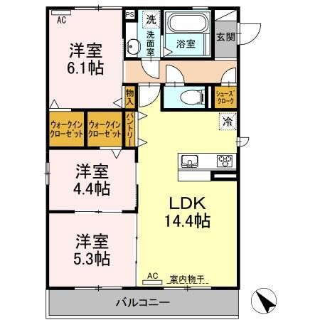 羽島郡岐南町上印食のアパートの間取り