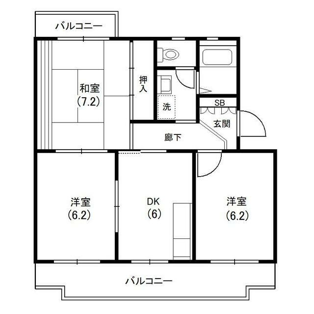 小田原市風祭のマンションの間取り