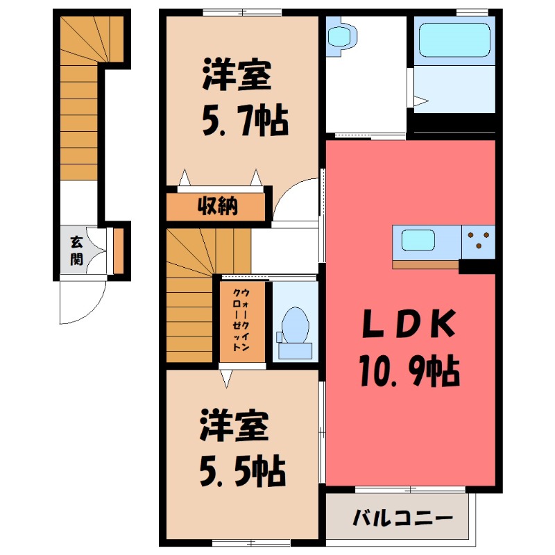 伊勢崎市昭和町のアパートの間取り