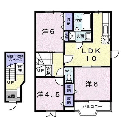 岩国市牛野谷町のアパートの間取り