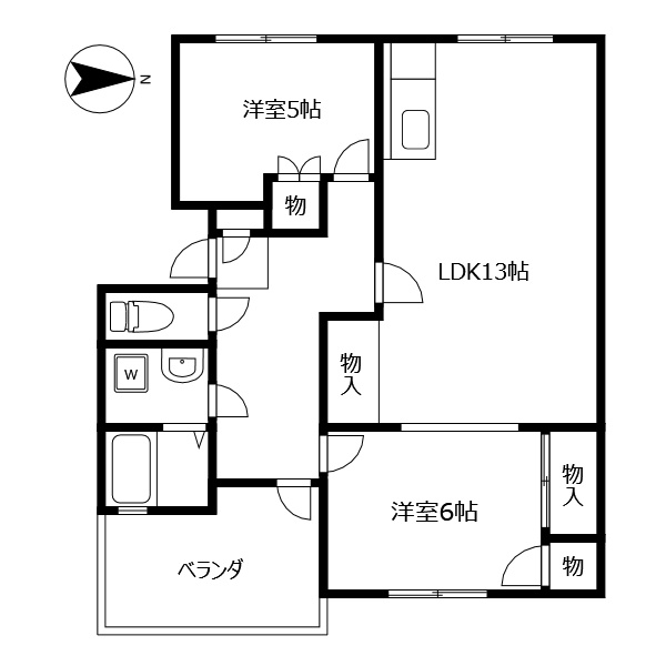 徳島市国府町和田のマンションの間取り