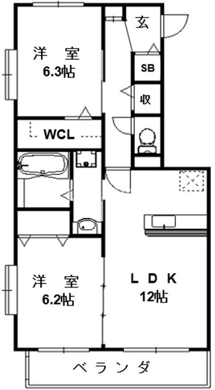 【筑紫野市石崎のマンションの間取り】