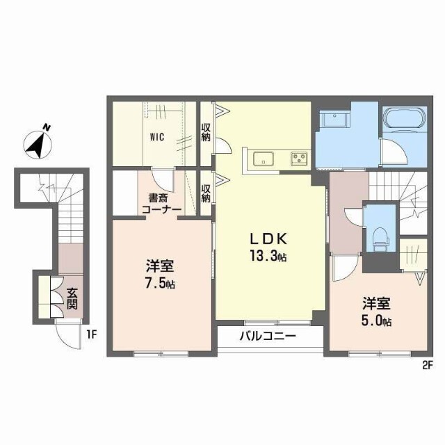 岡山市中区東川原のアパートの間取り