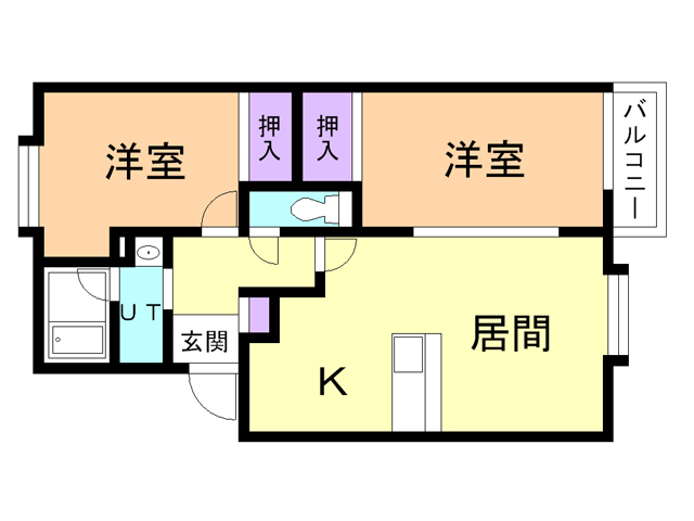 苫小牧市のぞみ町のアパートの間取り