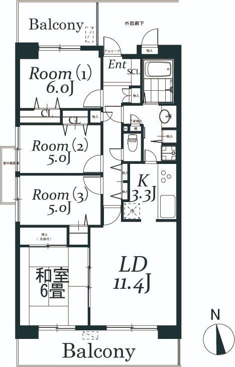 白井市冨士のマンションの間取り