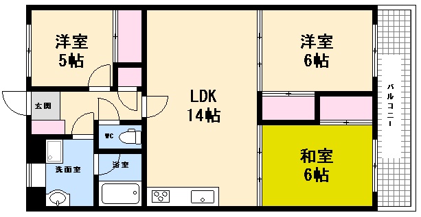 広島市西区己斐本町のマンションの間取り