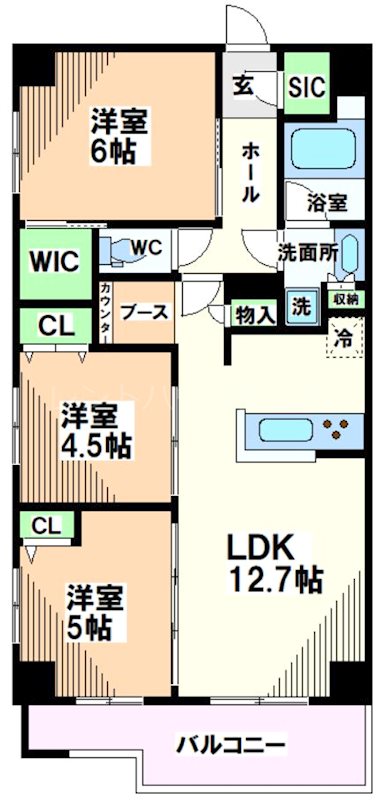 国立市東のマンションの間取り