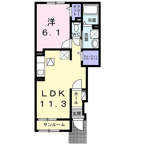 高砂市阿弥陀町生石のアパートの間取り